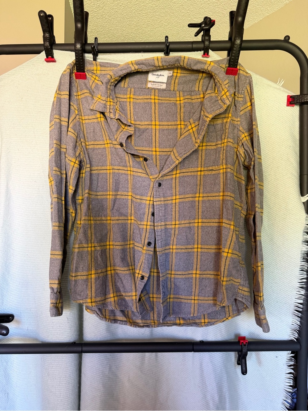 Goodfellow & Co Gray and Yellow Plaid Button-Down Shirt for Kids